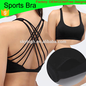 (Factory:ODM/OEM)Personalised gym clothing manufactures new arrival solid black custom women's wear sports bra sexy
