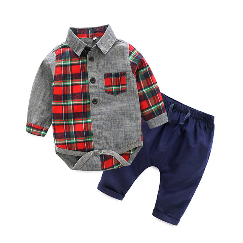 Formal Baby Boy Clothing Set Cotton Baby Clothes Long Sleeve Shirt Harlan Pants Baby Jumpsuits Set