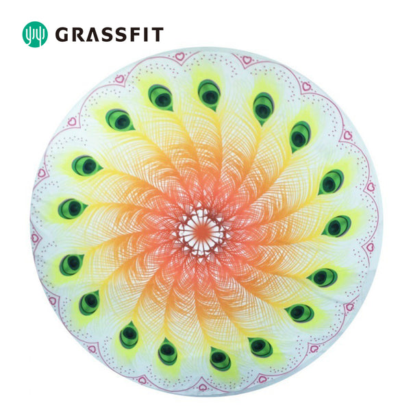 Hot colorful high end kids nonslip conductive custom printed Suede Rubber round circle yoga mat