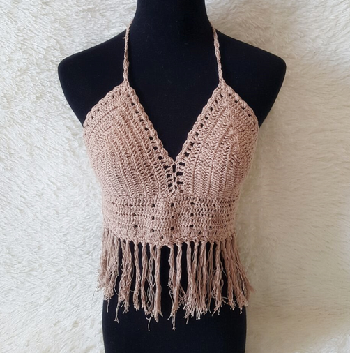 Merryia Latest Sexy Girl handmade Crochet Tops with Tassels , Knit Bikinis in Stock